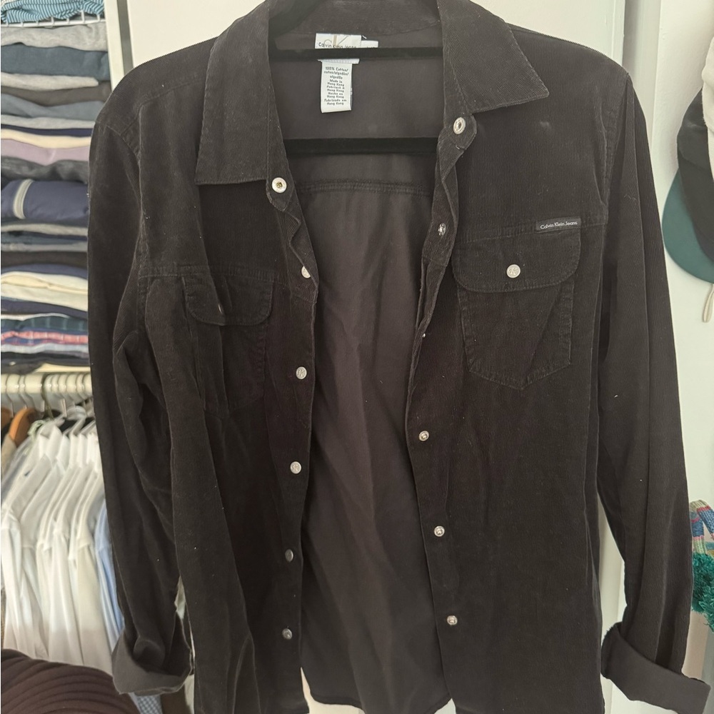 Calvin Klein Jeans Black Corduroy Shacket Size L